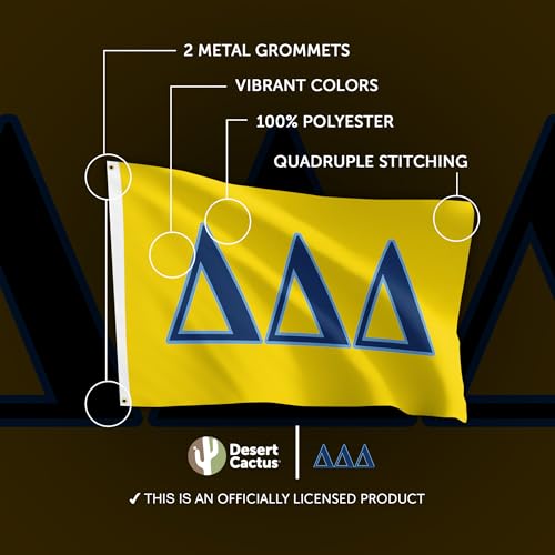 Yellow Desert Cactus Delta Flag 3x5 ft Sorority Greek Banner Outdoor Durable Polyester