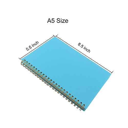 Spiral Notebook Journal,5.5" x 8.5" Plastic Hardcover College Ruled Notebook with 4 Colors,80 Sheets / 160 Pages Per Journal for Work,Study and Notes (light green,light blue,yellow,pink).