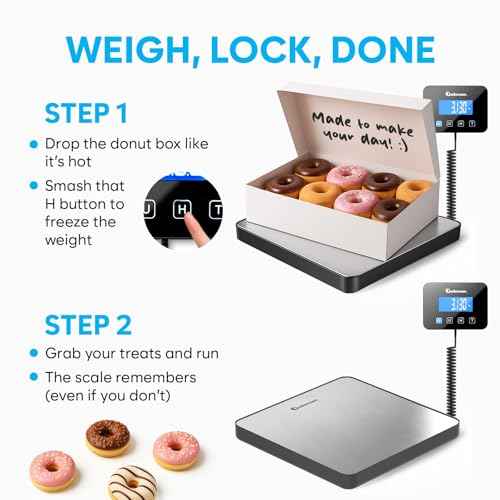 Shipping Scale for Small Business - 440 lbs/0.35oz - High Accurate Digital Postal Scale with Hold/Tare Function - Perfect for Packages, Luggage, Home Use - Battery & Cable Included