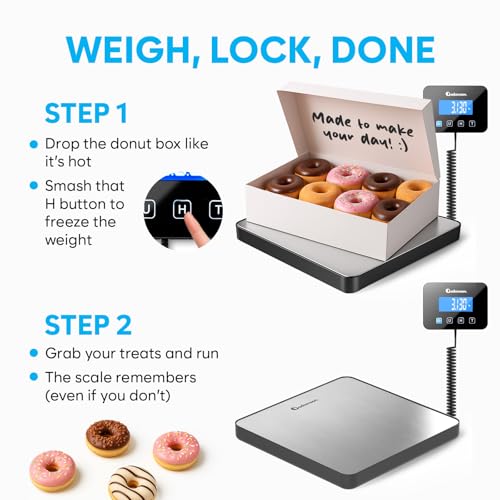 Digital Parcel Scale 200kg/440lbs with Tare Hold Function for Shipping & Office