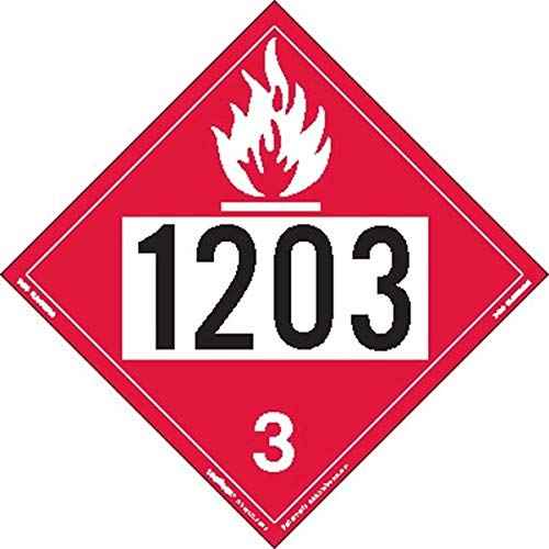 Labelmaster Z-IDG UN 1203 Flammable Liquid Hazmat Placard, Permanent Vinyl (Pack of 25)