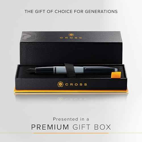 Cross Calais Refillable Fountain Presented in a Luxury Gift Box - Medium Point, Black Ink, Matte Gray & Black