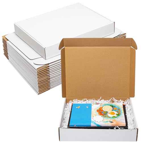 White Shipping Boxes 13x11x3" 25 Pack - Corrugated Cardboard Box Mailers for Small Business, Literature Mailer Packaging Supplies