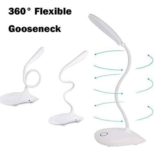 LED Table Lamp,Portable Eye-Protected Flexible Gooseneck Small Desk Lights for Dorm Study Office Bedroom-USB and 3 AA Batteries Powered (5 Pack)