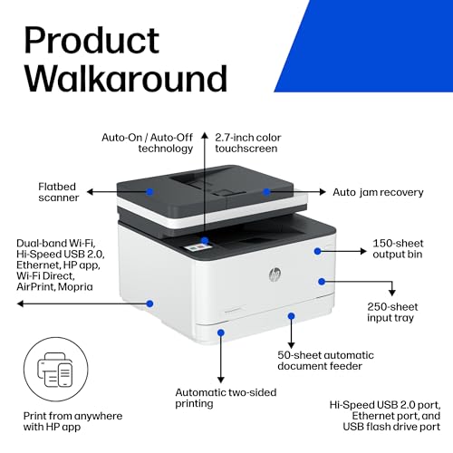 HP LaserJet Pro 3101sdw Monochrome All-in-One Laser Printer with Duplex