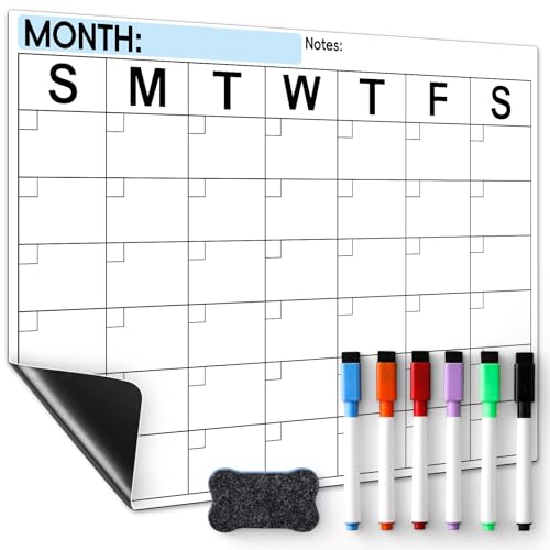 VITEVER White Magnetic Dry Erase Calendar for Refrigerator - Monthly Planner & Family Organizer