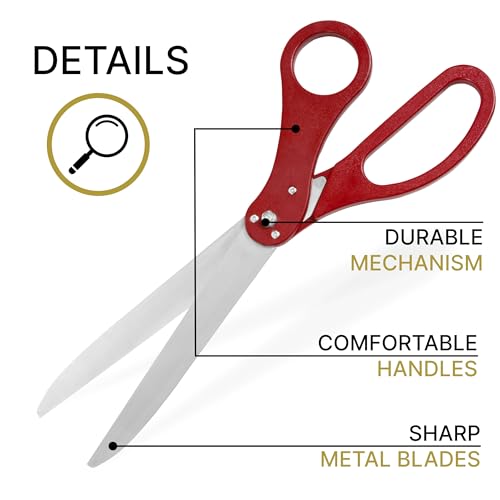 Oversized Ribbon Cutting Scissors - 30 Inch Large Red Scissors for Grand Opening Ceremonies Big Ribbon Cutting Shears For Special Events Business Opening and Inaugurations