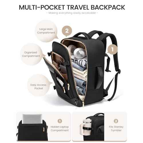 LOVEVOOK 40L Travel Backpack for Women Men, Large Carry on Backpack for Airplanes TSA Personal Item Travel Bag fits 15.6" Laptop, Waterproof Weekender Essentials Airline Approved with 2 Packing Cubes