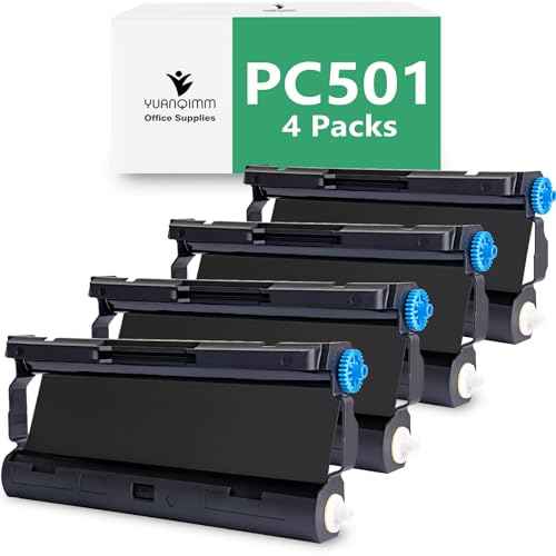 4-Pack Compatible with Brother PC501 Fax Cartridge, Black, 150 Sheets