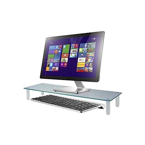 Kantek Glass Monitor Riser with 5mm Tempered Glass Platform and 40-Pound Capacity, 22-Inch W x 8.25-Inch D x 3.25-Inch H, Clear Glass (MS370)