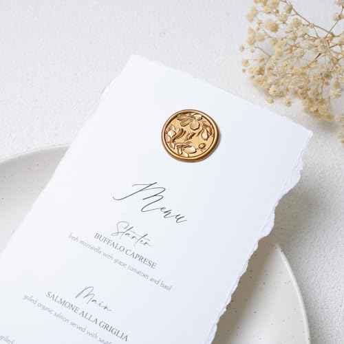 UNIQOOO Wax Seal Stickers - 3D Magnolia Wedding Invitation Envelope Botanical Seal Stickers, 50 Pcs Self- Adhesive Antique Gold Stickers, Perfect for Invitation, Christmas, Gift Wrapping, Party