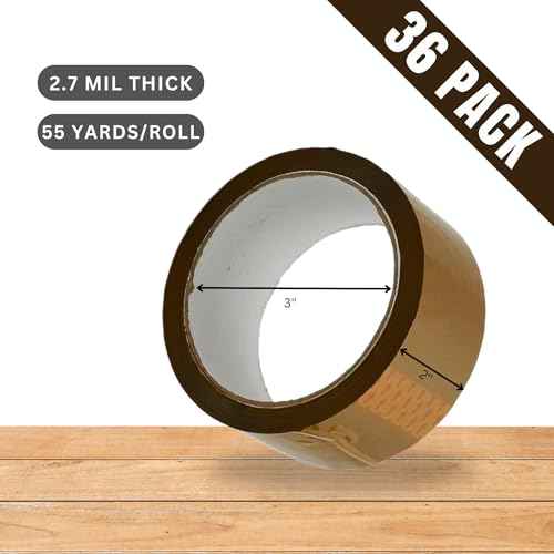 Brown Packing Tape ? Heavy Duty Brown Shipping Tape for Box Packaging & Moving ? 2.2mil Thick, 2-inch Wide Mailing Tape ? 36 Rolls (1980 Yards)