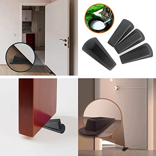 Lesunsul 6 Pack Rubber Door Stopper Wedge, Black – Fits 0.3–1.3 in Gaps, No-Drill, Heavy-Duty