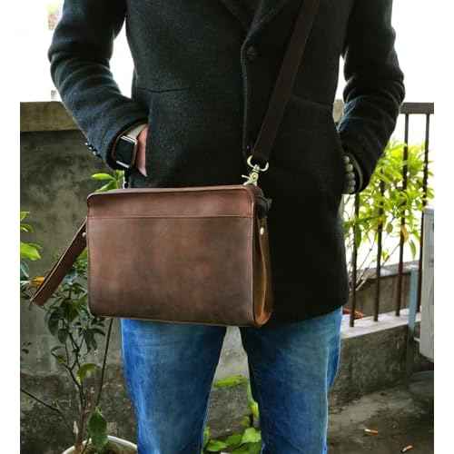 Le'aokuu Men Leather Business Briefcase Clutch Hand Under Arm Bag Male Organizer Wallet Tablets Case (2753 Brown)