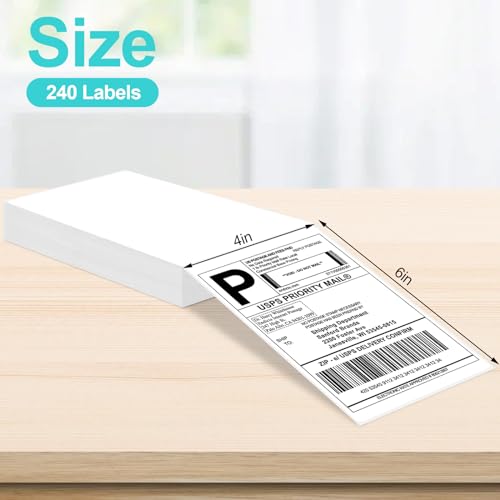 Joyberg 4x6 Thermal Labels - 240 Waterproof Adhesive Shipping Labels for Thermal Printers