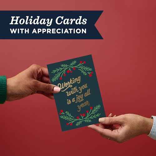 Hallmark Business Christmas Cards ? Holly and Berry Design ? 25 Pack With Envelopes & Gold Seals ? 5x7 Holiday Appreciation Cards for Employees & Customers