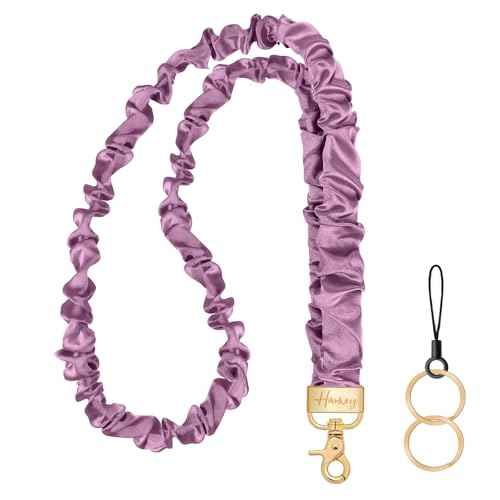 Scrunchie Teacher Lanyards for ID Badges Keys, Long Neck Key Lanyard Straps for Women Card Holder Keychain Wallet