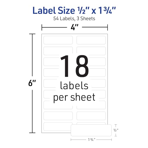 Avery No-Iron Fabric Labels 1/2" x 1-3/4" Waterproof & Washer Safe - 54 Labels
