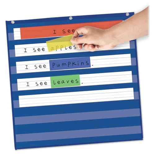EAMAY Sentence Strips Highlighter for Pocket Chart, Guided Reading Strips, Reading Tracker, School Classroom Teacher Supplies, 4 Assorted Colors, 24" x 3", 12 Strips