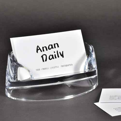 Acrylic Card Holder, 3 Pack of Business Card Holder | Office Supplies, Desk Accessories | Brighten Up Your Table- Clear, 3 Pack