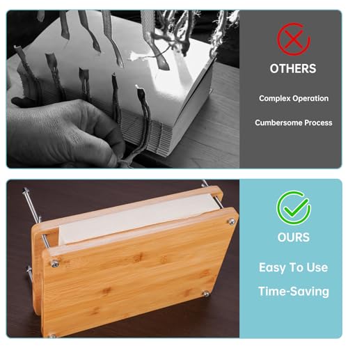 NiHome 35 PCS Book Press Binding Kit for Notebooks, Lesson Plans, Document Organization - Compact Bamboo Bookbinding Tools, Book Binding Supplies with Portable Handle for Beginners DIY