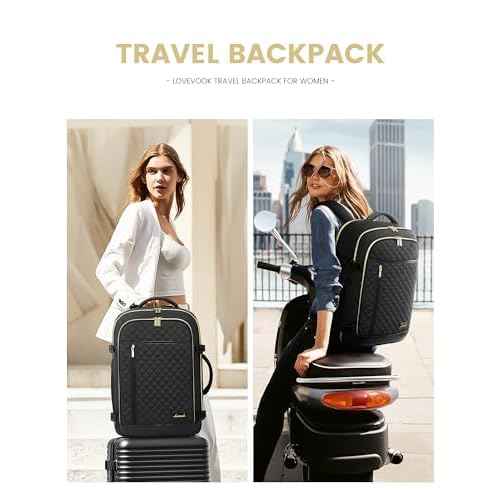 LOVEVOOK Large Travel Backpack for Women, 40L Carry on Backpack for Airplanes,TSA Personal Item Travel Bag fits 17" Laptop,Travel Essentials Carry On Bag Flight Approved with 3 Packing Cubes