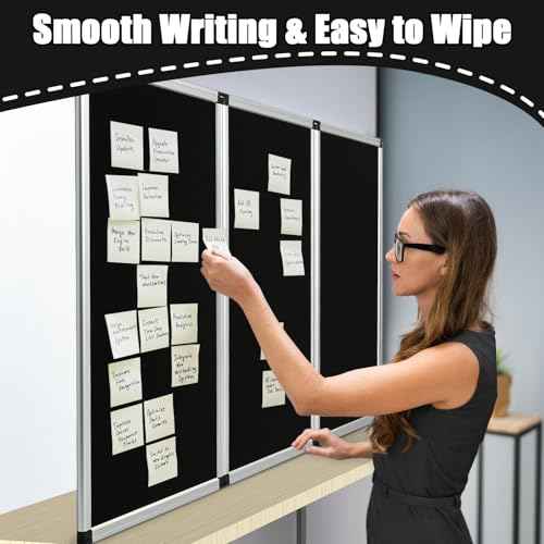 Tri Fold Display Board, 3 Panel Trade Show Presentation Board Double Sided Panels with Presentation Whiteboard Trade Shows Tabletop Display