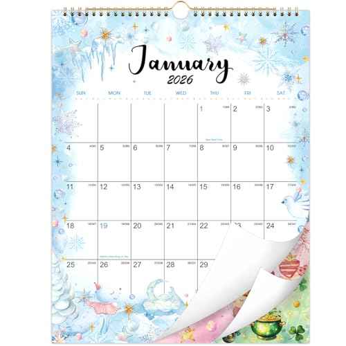 2026 Wall Calendar - 11.4" x 14.6", 2026 Wall Calendar 12 Month from JAN. - DEC. 2026, Twin-Wire Binding, Blank Block, Julian Dates, Hanging Loop, Holiday Reminder, Thick Paper