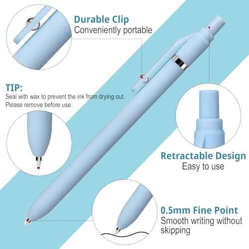 Gel Pens, 6 Pcs Smooth Writing Pens No Bleed & Smear, Black Ink Cute Pens Fine Point (0.5mm), Retractable Aesthetic Pens School Office Supplies for Women & Men