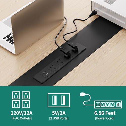 8FT YITAHOME Boat Shaped Conference Table with Power Outlets & USB, Light Wood