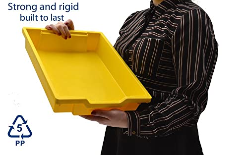 Gratnells Shallow F1 Storage Tray, Pack of 8, Heavy Duty School, Industrial & Utility Storage Bins, 12.3" x 16.8" x 3" (Sunshine Yellow)