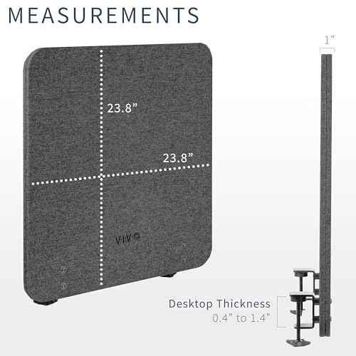 VIVO Clamp-on 24 x 24 inch Privacy Panel, Sound Absorbing Cubicle Desk Divider, Acoustic Partition, Dark Gray, PP-1-V024D