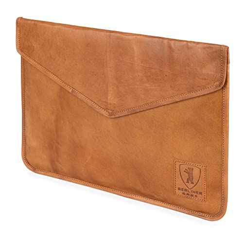 BERLINER BAGS Vintage Genuine Leather Laptop Sleeve, Computer Cases, Notebook Cover - Brown (15.6 Inch)