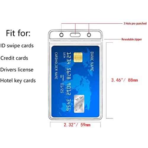 10 Pcs Vertical ID Badge Holders Sealable Waterproof Clear Plastic Holder, Fits RFID/Proximity/Badge Swipe Cards or Credit Card (10)
