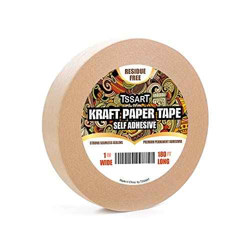 Kraft Paper Tape K49 - Self Adhesive Brown Frame Backing Tape Packing Tape with Oxidation Resistance for Picture Framing, Masking, Sealing and Packaging Use - 1inch Wide 180FT Long