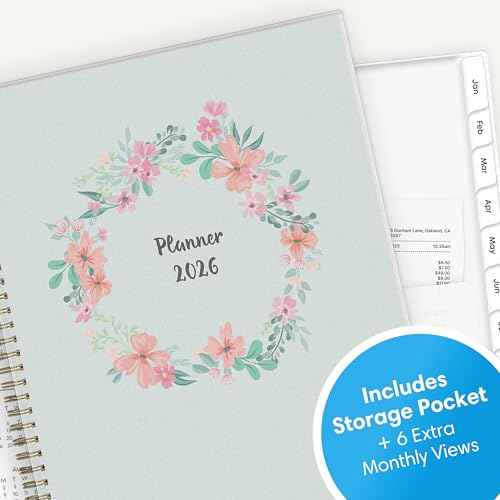Blue Sky 2026 Weekly and Monthly Planner Calendar, January 2026 - December 2026, 8.5" x 11", Flexible Cover, Laminated Tabs, Durable Twin Wire Binding, Storage Pocket, Laurel