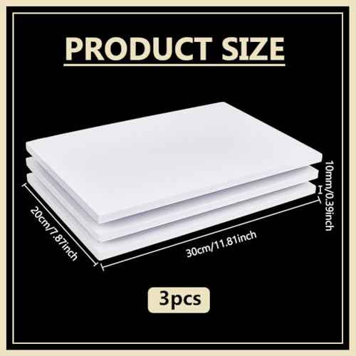 BENECREAT 3Pcs 3/8 Inch White Foam Boards, 12x8 Inch Rectangle PVC Foam Sheet Poster Board for Mounting, Crafts, Art, Display, Presentation and Projects