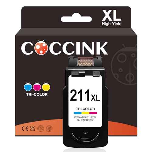 COCCINK 211XL Color Ink Cartridge for Canon pixma MP230 MP240 MP250 MP280 MP480 MP490 MP495 MX340 IP2702 MX320 MX330 for Canon 211 XL CL-211 Printer Remanufactured (1 Color)