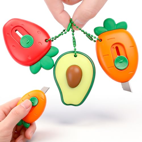 3Pcs Fruit-Shaped Retractable Utility Knives - Safe Box & Letter Cutters