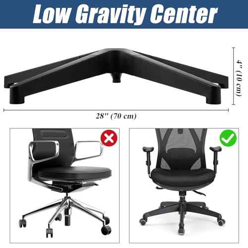28" Heavy Duty Office Chair Base Replacement with Wheels(Set of 5), Desk Chair Base Replacement Universal Gas Cylinder and Caster Sockets