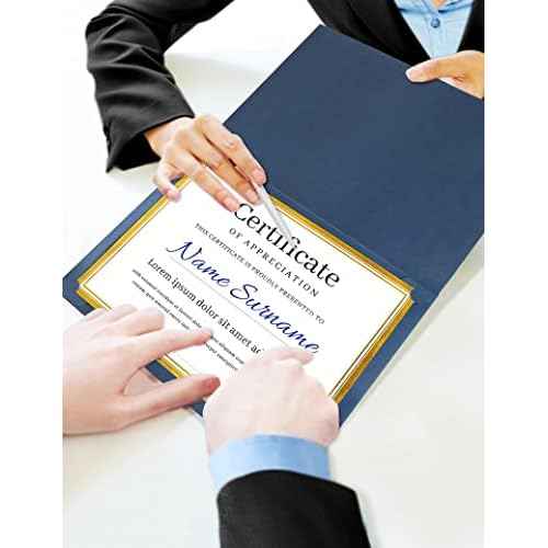 GNL 50 Packs Blue Certificate Holders - Diploma Holders, Certificate Covers with Gold Foil Border, for Letter Size 8.5 x 11 Award Certificate Paper and Documents