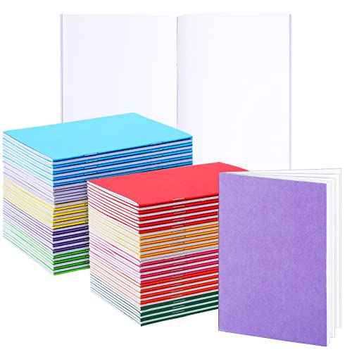 Geyee 100 Pads Mini Notebooks Bulk Colorful Blank Notebooks for Kids to Write Stories Pocket Size Blank Journals Colored Unlined Composition Notepads for Students 10 Colors(4 x 5.5 Inch)