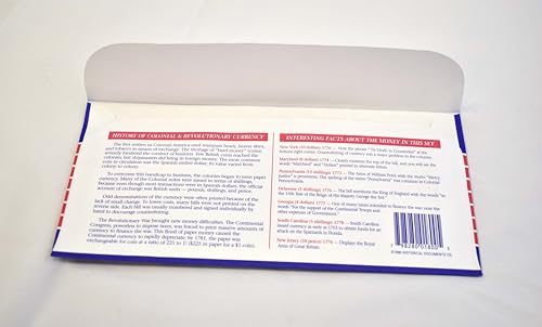 Our Amendments Colonial & Revolutionary Currency Set A 9" x 4" - 7 Replica Banknotes in Envelope