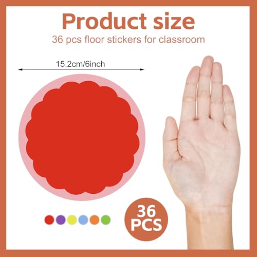 WSICSE Classic 36Pcs 6-inch Multicolor Classroom Floor Dots for Line Up