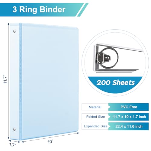 SUIN 1 Inch Colorful View Binders with Pockets - Pastel Blue, Green, Purple & Pink, PVC-Free, Durable Office & School Organization