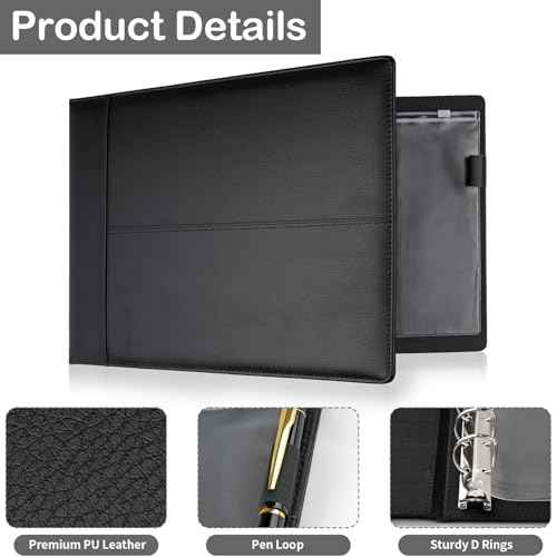 Professional 7 Ring Business Checkbook Binder, Premium PU Leather Organizer for 3-On-A-Page Checks, Perfect for Business and Personal Finances, Fits 9x13 Inch Sheets, 600 Check Capacity