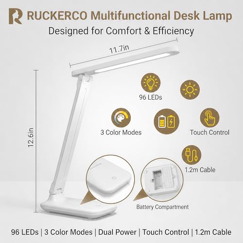 Dimmable LED Desk Lamp with 3 Lighting Modes, Eye Care, USB Charging, Home Office Study Light