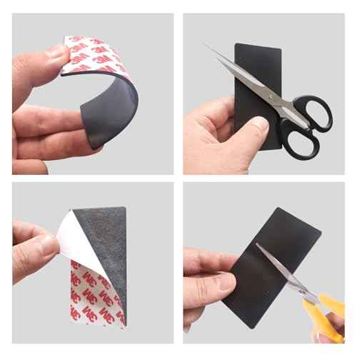 1"x3" Magnetic Strips, Fillet Corner Flexible Magnet Strip with 3M Strong Adhesive Backing, Magnets for DIY, Crafts, Fridge (75 x25 x 2 mm,12 pcs)