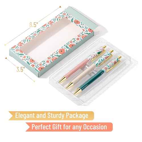 Mr. Pen- Luxury Floral Pen Set, 3 pcs, Black Ink Ballpoint Pens, Floral Pen, Fancy Pens for Women, Cute Pens for Journaling