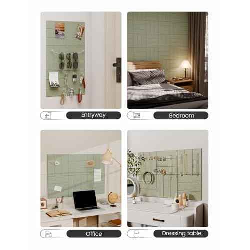 Felt Bulletin Board Tiles -28"x18" with 40 Adhesive Tabs, Cork Board Alternative for Office Decor, Push Pin Board Wall Organizer 6-Pack (Sage)